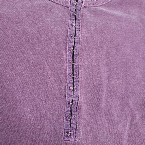 VINTAGE 90s top faded maroon long sleeve boxy hook and eye M - Picture 5 of 10